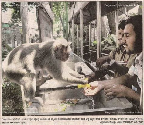 Monkey opens the tap for two blind people. : r/pics