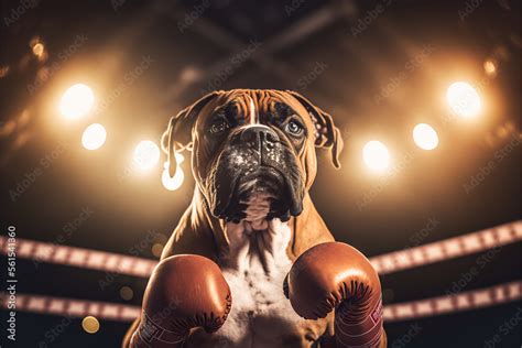 dog boxer in boxing gloves in the ring, realistic illustration of a dog sportsman, , boxing ...