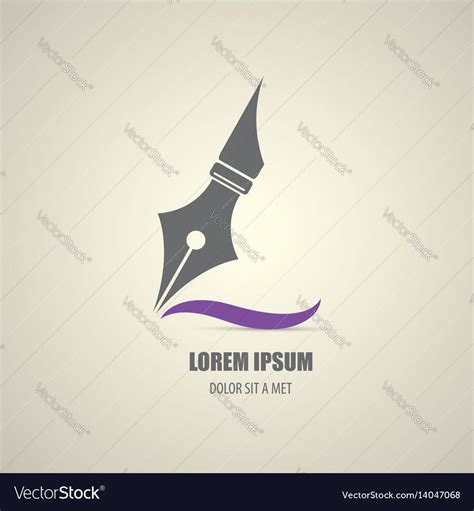 Vector image of Flat fountain pen icon isolated Vector Image, includes black, white, old ...