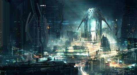 Futuristic Sci-Fi Cityscape - 4K Ultra HD Wallpaper by Vincentius Matthew