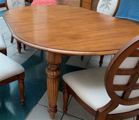 Wooden Oval Dining Room Table with Two Leaves 82x51x30.5H (chairs not ...