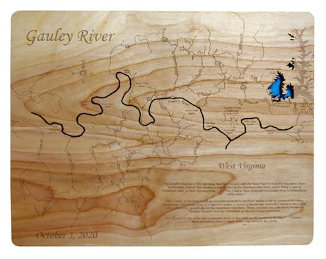 Gauley River, West Virginia - Laser Cut Wood Map| Personal Handcrafted Displays