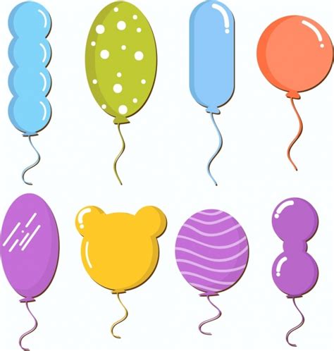 Balloon icons collection various colorful shapes decoration Free vector ...