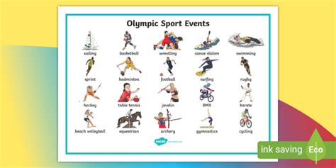 Sports List | Summer Olympics | Twinkl Resources