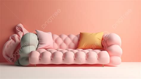 Minimalist 3d Scene Featuring An Isolated Sofa On A Pastel Background, Seat, Armchair, Chair ...