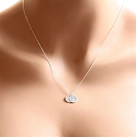 Two Initial Necklace Sterling Silver Initial Necklace Hand - Etsy