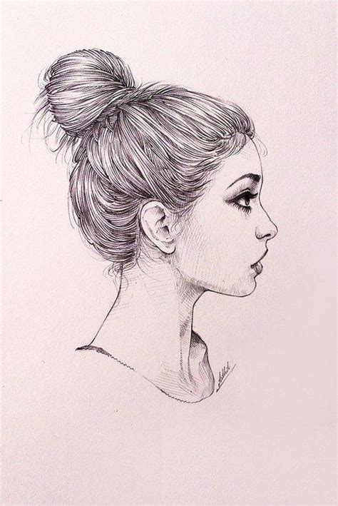 Messy bun girl sketch art work | Art sketches, Drawing artwork, Girl drawing sketches