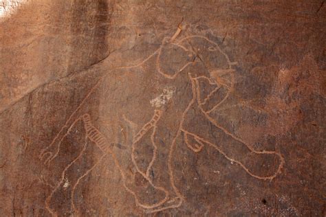 Elephant - prehistoric painting - Tadrart Acacus Mountains, West Sahara ...