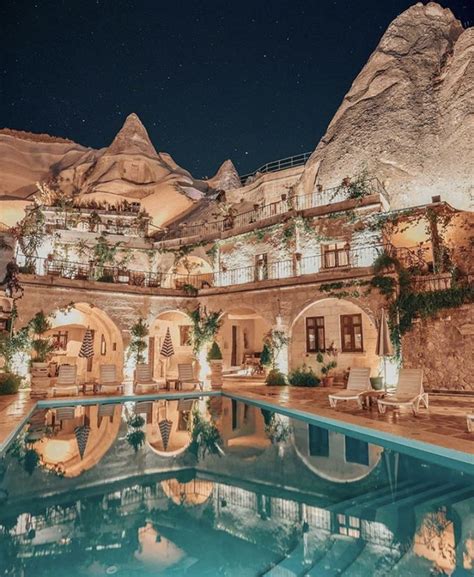 Cave Hotel and Pool in Cappadocia, Turkey 🇹🇷😍 📸: @etravelcentral.com