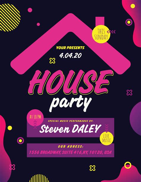 House Party Flyer Poster By artolus | TheHungryJPEG