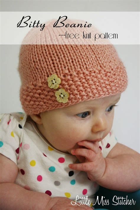 Little Miss Stitcher: Bitty Beanie Free Knit Pattern | Baby hats knitting, Baby knitting ...