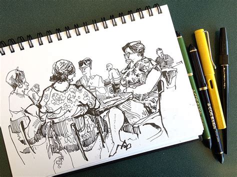 Four Fountain Pens. Cafe sketch. | Fountain pen drawing, Pen illustration, Ink pen drawings