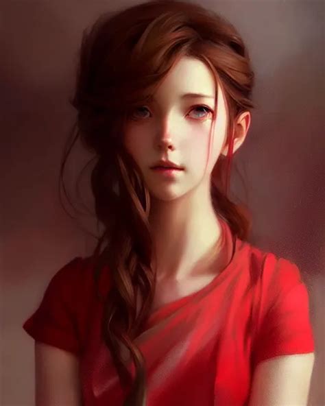 aerith gainsborough in red cottagecore dress, | Stable Diffusion | OpenArt