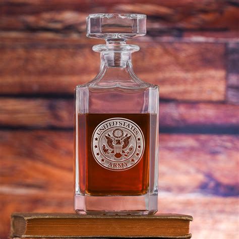 Army Engraved Square Whiskey Decanter | Crystal Imagery
