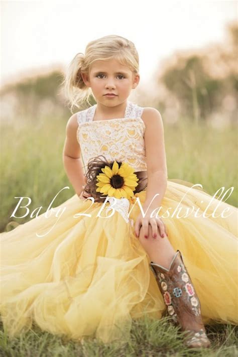 Yellow Sunflower Flower Girl Dress Yellow Tulle Dress Wedding - Etsy