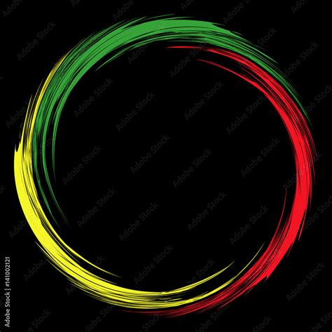 Round red yellow green abstract frame in reggae style. Element for ...