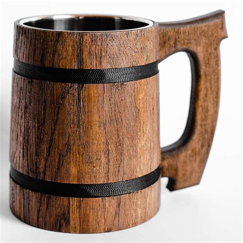 Buy Old Style Viking Mug Wooden Handmade Retro Brown Cup, Oak Tankard - Wood Carving Mug of Wood ...