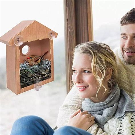 1Pcs DIY Wooden Bird House Breeding Cage Box Feeding Nest Garden ...