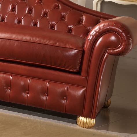 Italian Buttoned Upholstered Brown Leather Sofa - Juliettes Interiors