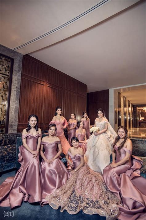 Grand Blush and Rose Gold Wedding | Philippines Wedding Blog | Rose gold bridesmaid dress, Gold ...