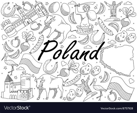 Poland coloring book Royalty Free Vector Image