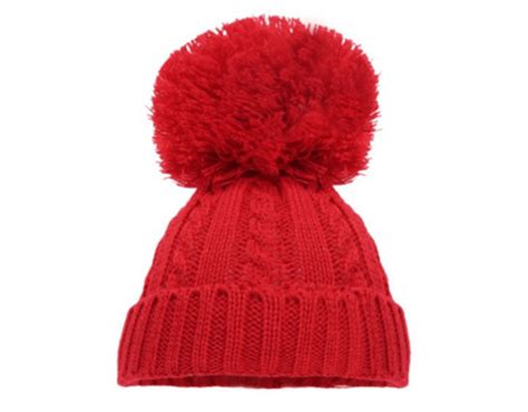 Red Woolly Pom Pom Hat - Little Bundle Box