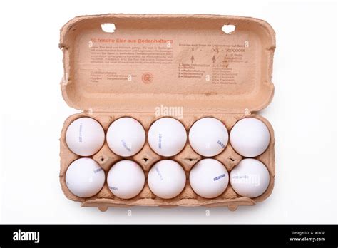 Ten eggs in an open carton Stock Photo - Alamy