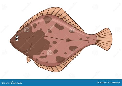 European Flounder Fish on a White Background Stock Vector ...