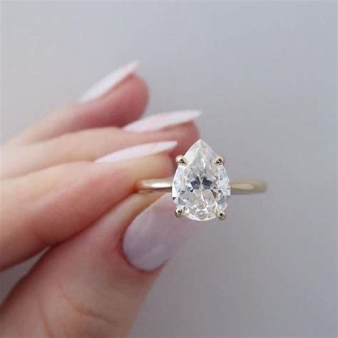 Solitaire Pear Cut Solitaire Wedding Ring Simulate Diamond - Etsy