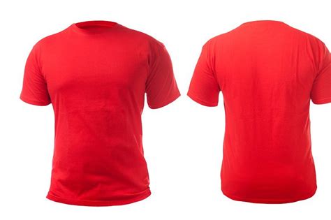 Red t-shirt mock up, front and back view, isolated. Plain red shirt ...