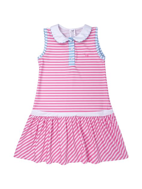 Darla Dropwaist Dress - Pink & Blue Stripe | Posh Tots Children's Boutique