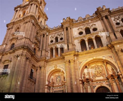 Malaga cathedral facade Stock Photo - Alamy