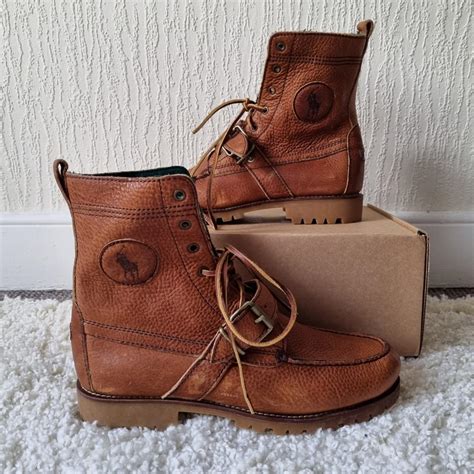 Polo Ralph Lauren Ranger boots Tan colour Vintage... - Depop