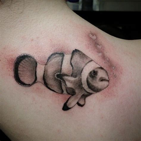 Little Clown Fish Tattoo by Rex Roxwell #clownfishtattoo #blackandgraytattoo #animaltattoo # ...