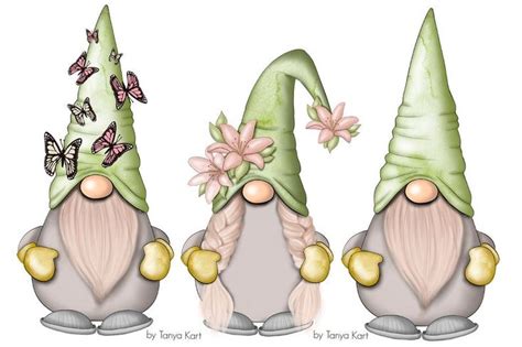 Spring Gnomes Floral PNG Green Clip Art Whimsical Design - Etsy | Clip ...