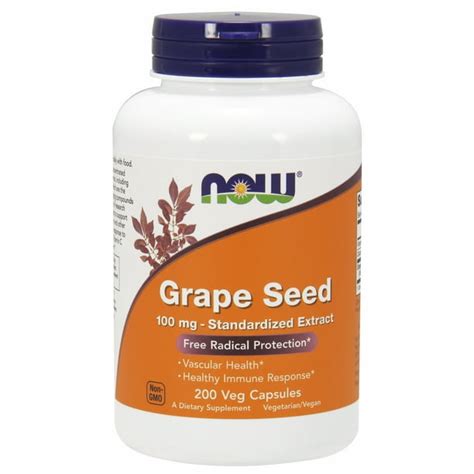 NOW Supplements, Grape Seed 100 mg - Standardized Extract, Highly ...