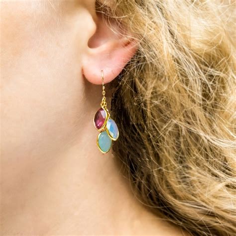 Family Birthstone Earrings Custom Earrings for Mom Dangling - Etsy