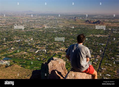 Hiking on Camelback Mountain Phoenix Arizona model released Stock Photo ...