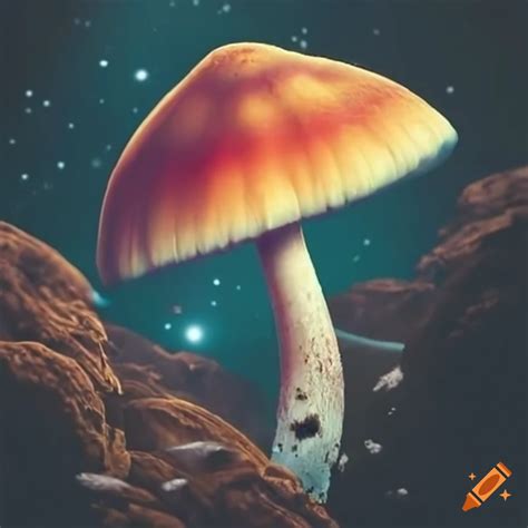 Fantasy mushrooms on space waterfalls on Craiyon