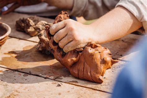 Human hands knead clay stock photo. Image of making, guidance - 71373104