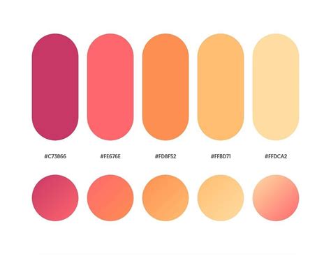 the different shades of pink and orange are shown in this graphic style, with each color being