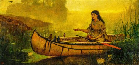 Birchbark Canoe Digital Art - Minnehaha Feeding Birds At Mille Iles by Frances Anne Hopkins kp ...