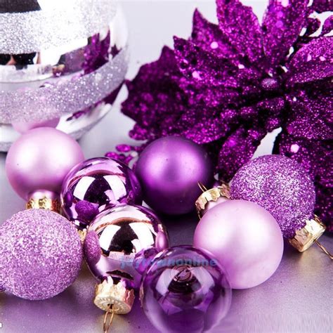 24Pcs Glitter Christmas Balls Baubles Xmas Tree Hanging Ornament Christmas Decor #Unbranded ...