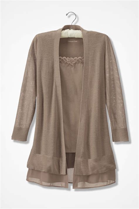 Barely There Chiffon-Trim Cardigan - Coldwater Creek | Plus size ...