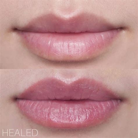 HEALED Lip Blush⁣ ⁣ Amazing results after one session ⁣ ⁣ Added major fullness by tattooing h ...