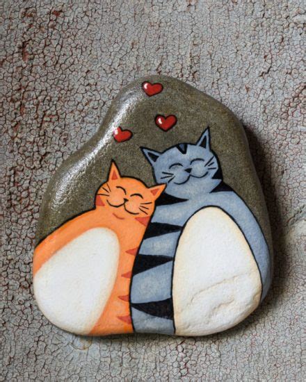 50 Best Painted Cat Rocks - Ideas and Images