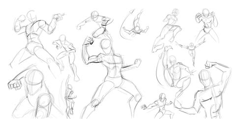 Practicing more Action Figure Sketches in Box forms of men and women in different pose ...