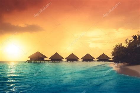 Sunset on Maldives island — Stock Photo © fotomaximum #111424286