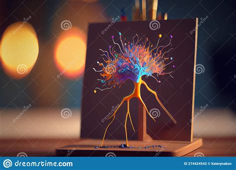 Neuron Painting, Brain Cells, Neural Network Concept, Illustration ...