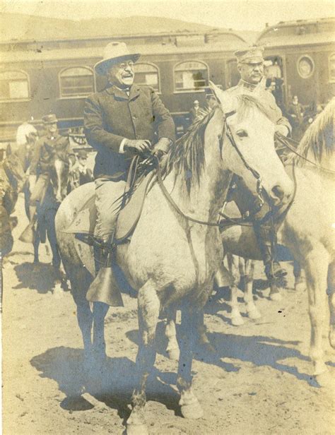 President Roosevelt on horseback arriving at Gardiner, MT, the north ...